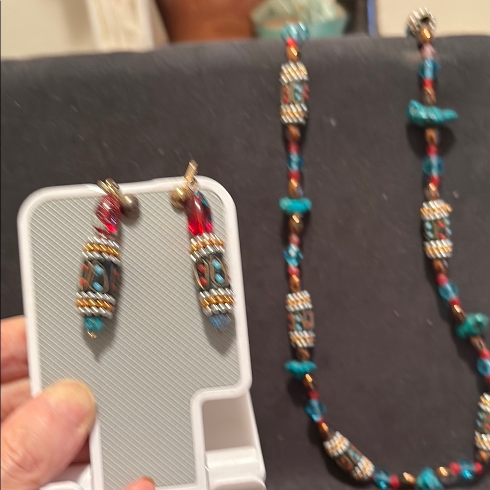 Colorful Beaded Necklace and Earring Set